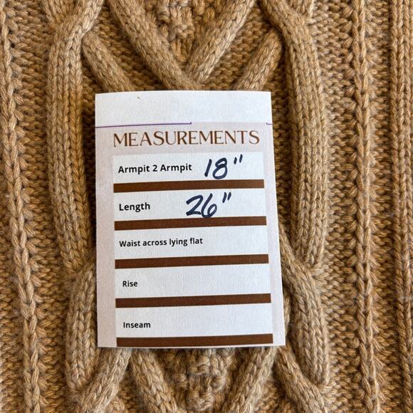 J.Crew Cable-Knit Turtleneck Sweater Wool Blend camel tan Sz L Capsule Wardrobe - Picture 6 of 8